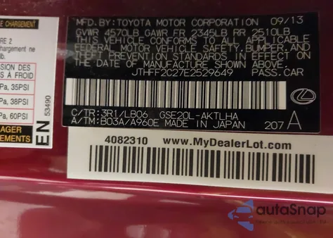 2014 Lexus Is 250C z USA, uszkodzony, nr VIN JTHFF2C27E2529649